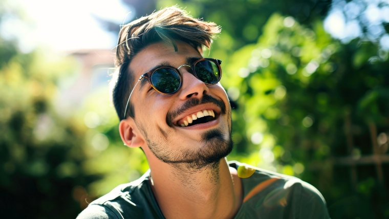 Man in sunglasses outside smiling | How Deep Transcranial Magnetic Stimulation (TMS) Helps with Treatment-Resistant OCD